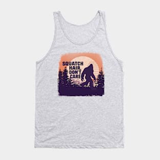 Funny Squatch Hair Don't Care Design Tank Top